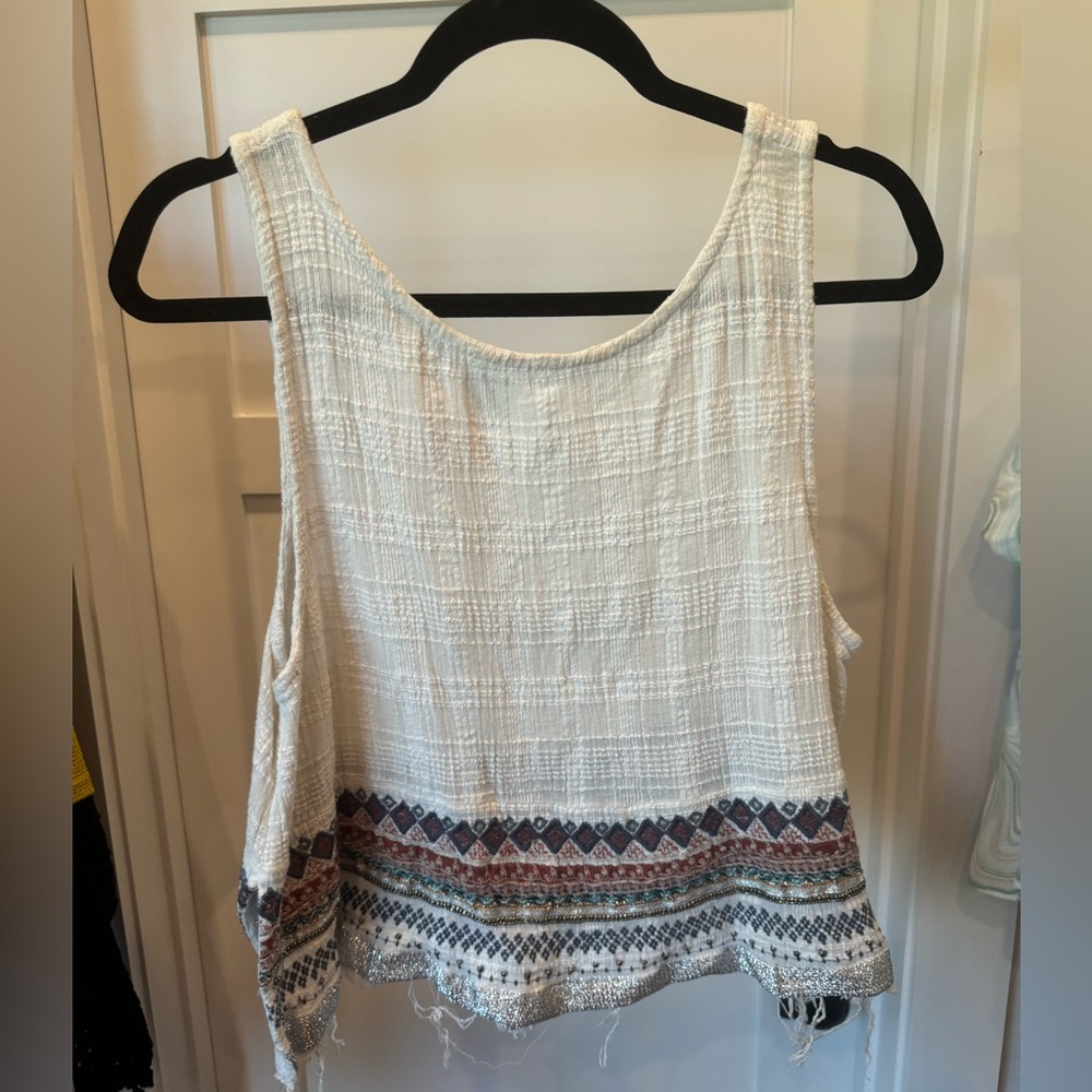 White tank with beautiful detailing and back